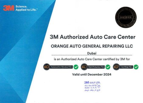 3M Authorized Auto Care Center Certificate